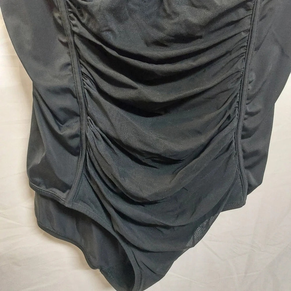 Catherine's black one piece swimsuit ruched padded bust support adjustable 26W - Picture 5 of 15